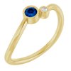 14K Yellow 3 mm Round Chatham Lab Created Blue Sapphire and .02 CT Diamond Ring Ref. 14381713